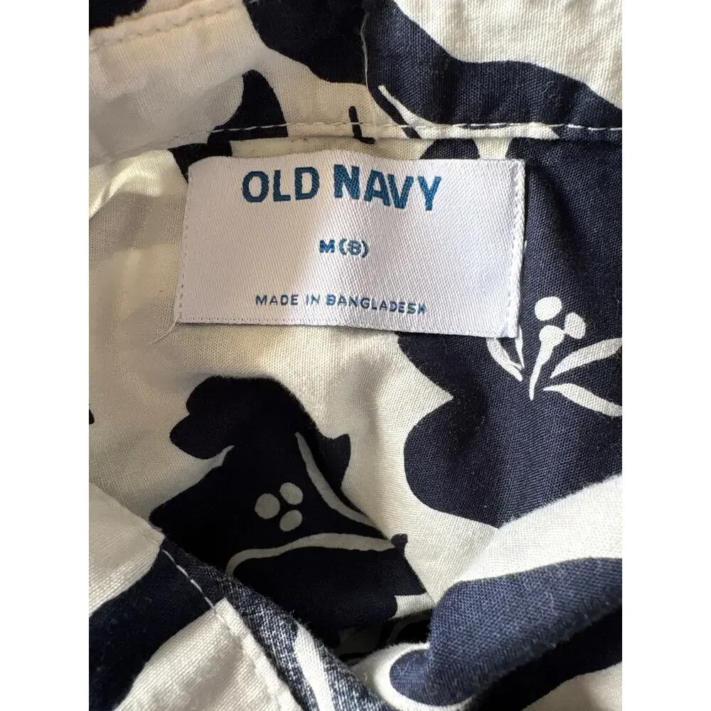 Old Navy Blue & White Floral Boys Buttondown, Size 8